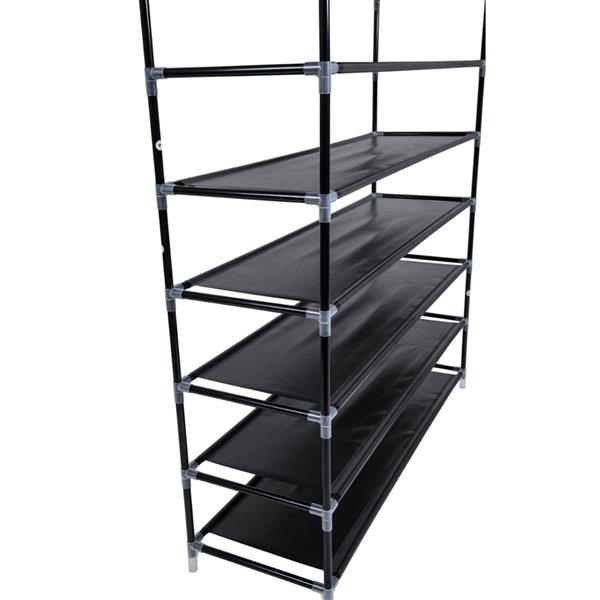 Porte-chaussures en tissu non tiss¨¦ ¨¤ 10 ¨¦tages avec poign¨¦e, ¨¤ assemblage simple Noir