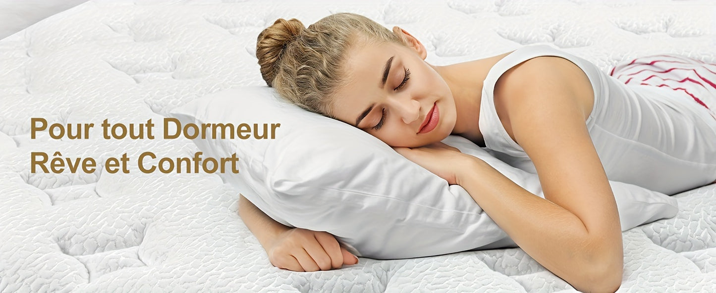 Matelas ¨¤ ressorts ensach¨¦s, mousse ¨¤ m¨¦moire de forme, technologie hybride multicouche, confort personnalis¨¦ - ¨¦paisseur 22 cm,90x190cm