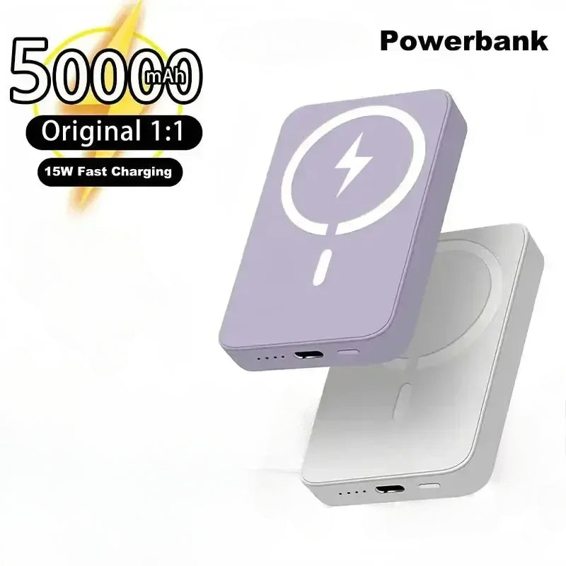 Banque d'alimentation magn¨¦tique sans fil, charge rapide, batterie externe, type C, 20W, 30001 mAh-50000 mAh, White Fast charge, iPhone 13, 14, 15, Xiaomi