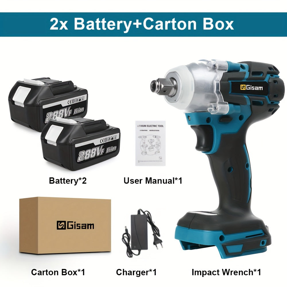Cl¨¦ ¨¤ chocs ¨¦lectrique sans fil 21 V, Ensemble de 2 batteries + 1 chargeur, jeu de cl¨¦s ¨¤ chocs ¨¦lectriques sans fil, cl¨¦ ¨¤ chocs ¨¦lectrique 1/2 pouce, moteur sans balais 4815, cl¨¦ ¨¤ chocs ¨¦lectrique ¨¤ arbre creux ¨¤ 2 t¨ºtes