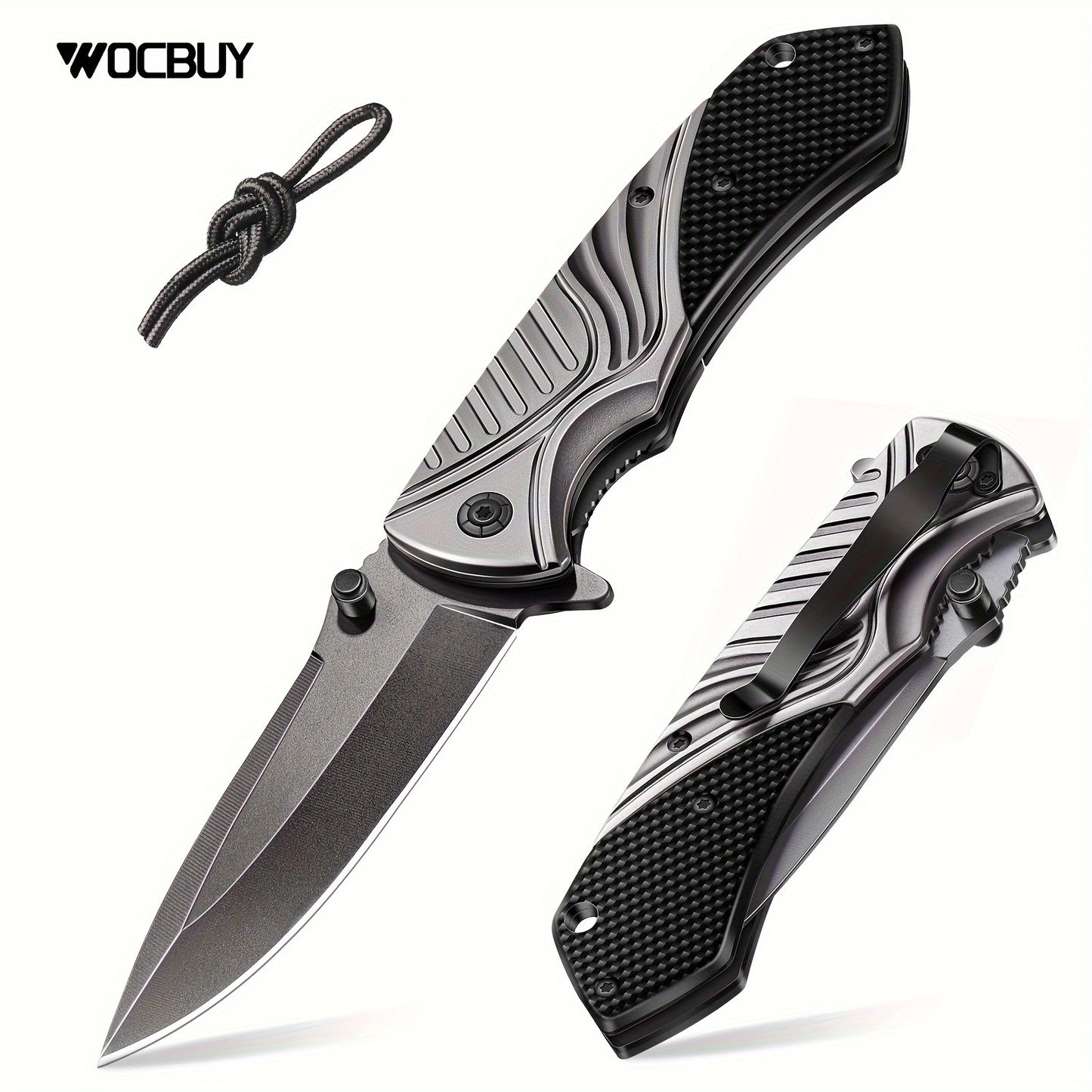 Couteau de poche pliable, couteau pliant en acier inoxydable tranchant 3Cr13 avec clip de poche et verrouillage de doublure, couteau ¨¤ une main EDC couteau de survie avec brise-vitre, couteau de chasse couteau de camping pour hommes