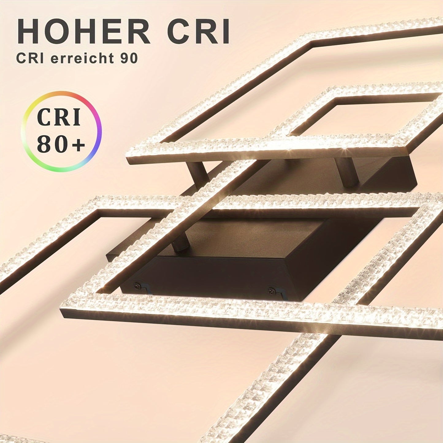 Plafonnier LED Noir Moderne - Lampe en Cristal Dimmable de 75cm avec T¨¦l¨¦commande pour Salon, Chambre, Bureau & D¨¦coration de Cuisine