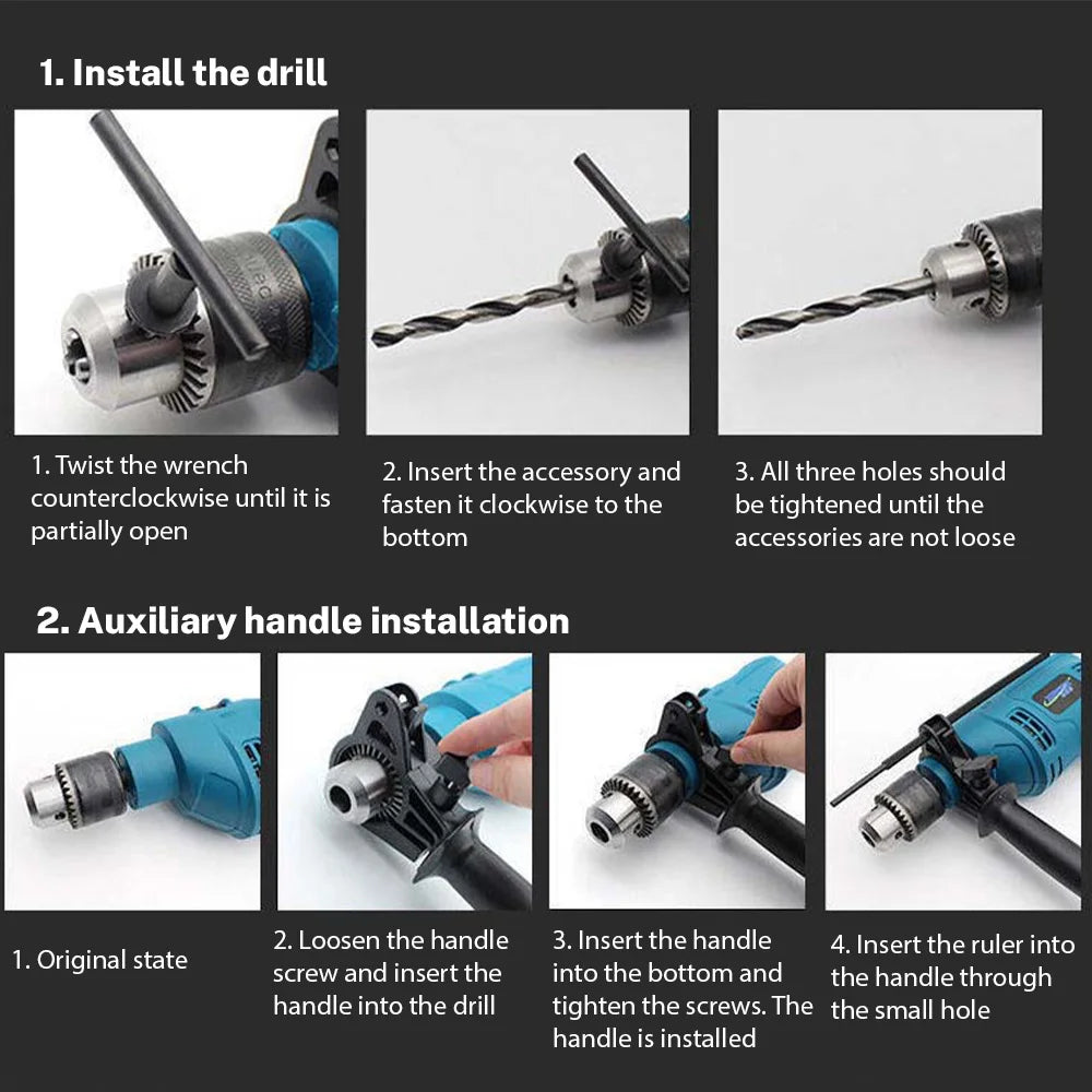 Perceuse ¨¦lectrique multifonctionnelle, perceuse ¨¤ percussion domestique, coupe du bois, m¨¦tal, pierre, outil de propositions de trous de mur domestique, 1500W