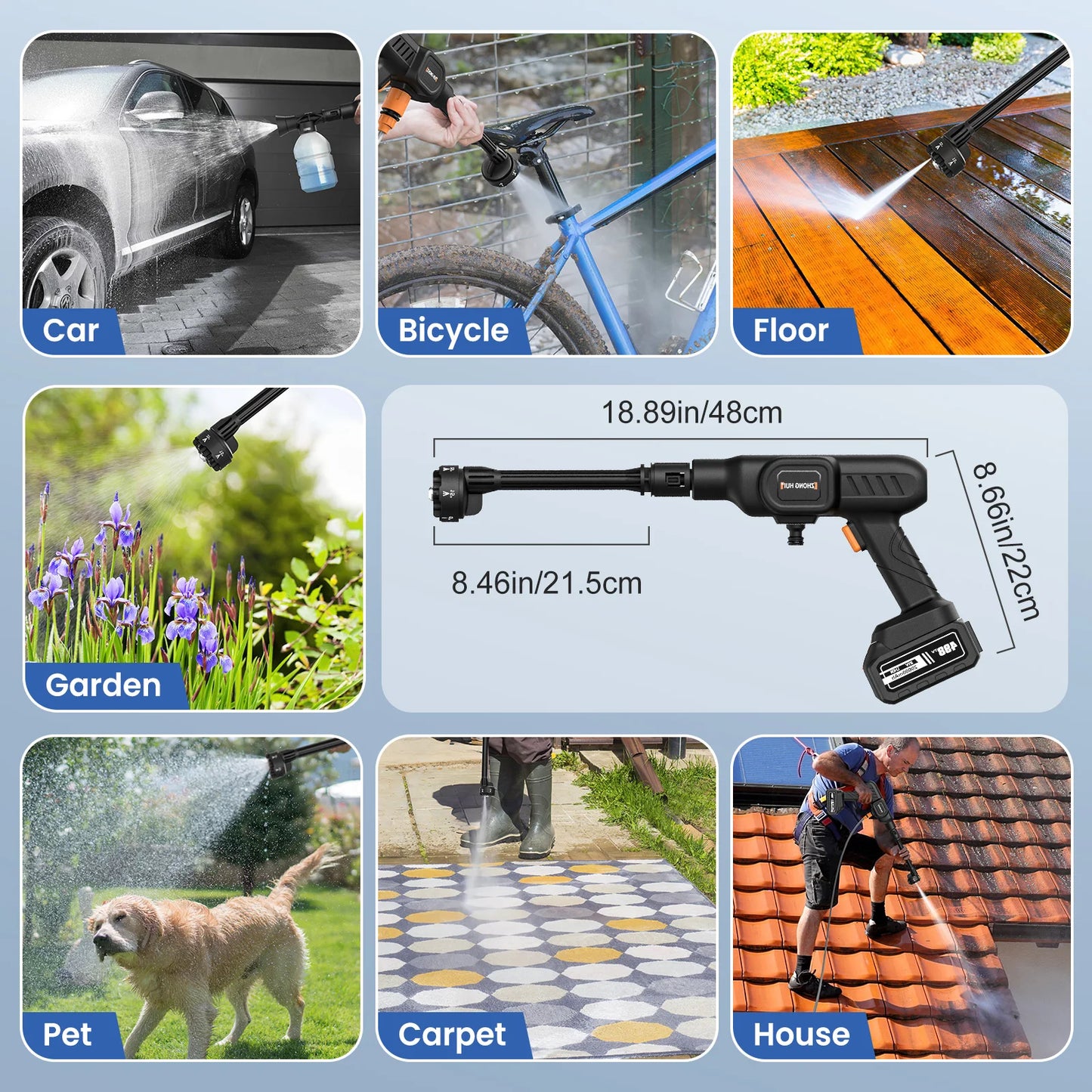 Pistolet ¨¤ eau haute pression pour voiture, laveuse, maison, jardin, livres, machine ¨¤ laver, sans bo?te ¨¤ outils, batterie Makita, nouveau, 6 en 1, 20000mAh