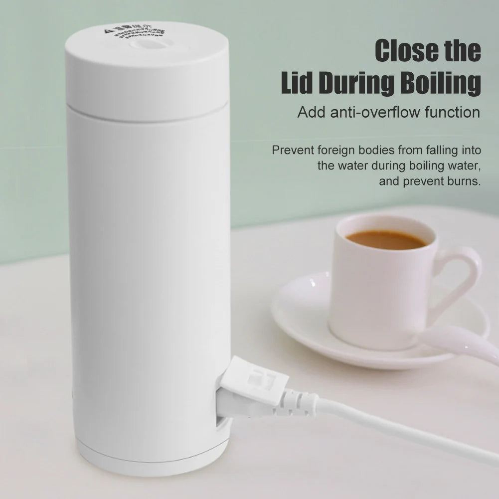 Bouilloire ¨¦lectrique de Voyage en Acier Inoxydable, Tasse Isol¨¦e Sous Vide, Arr¨ºt existent, Bouteille d'Eau, pour Th¨¦ et Caf¨¦, 400ml