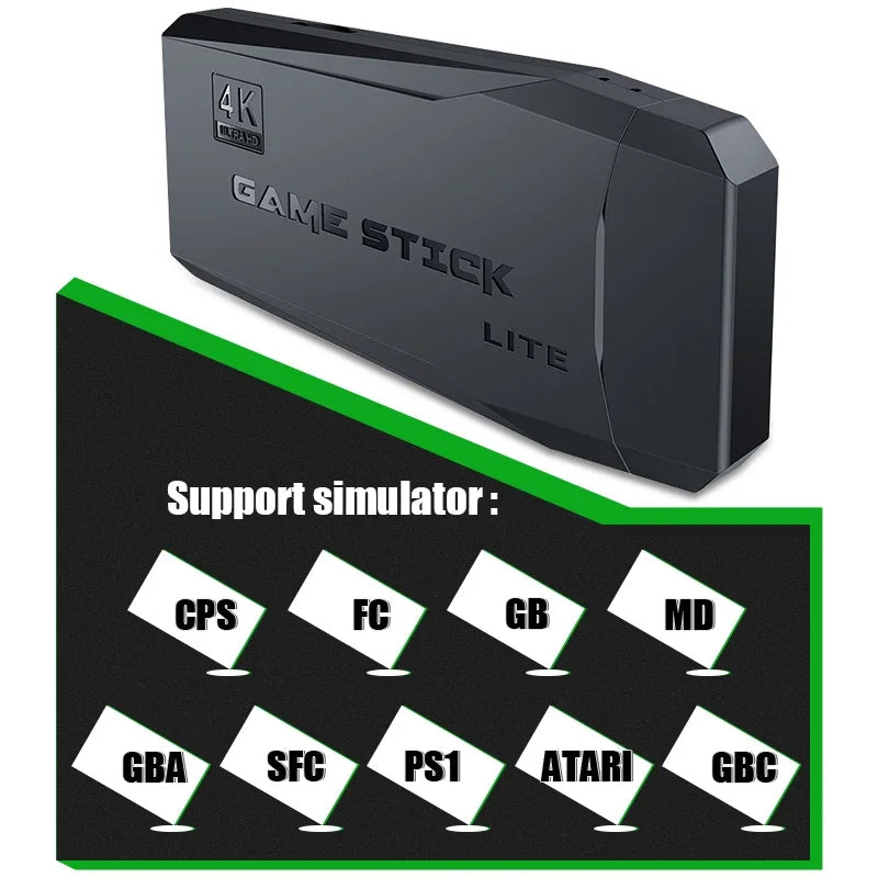 Console de jeu vid¨¦o avec double manette sans fil, 2.4 Go, 4K, 15000 jeux, 64 Go, jeux r¨¦tro pour PS1, GBA, cadeau de No?l