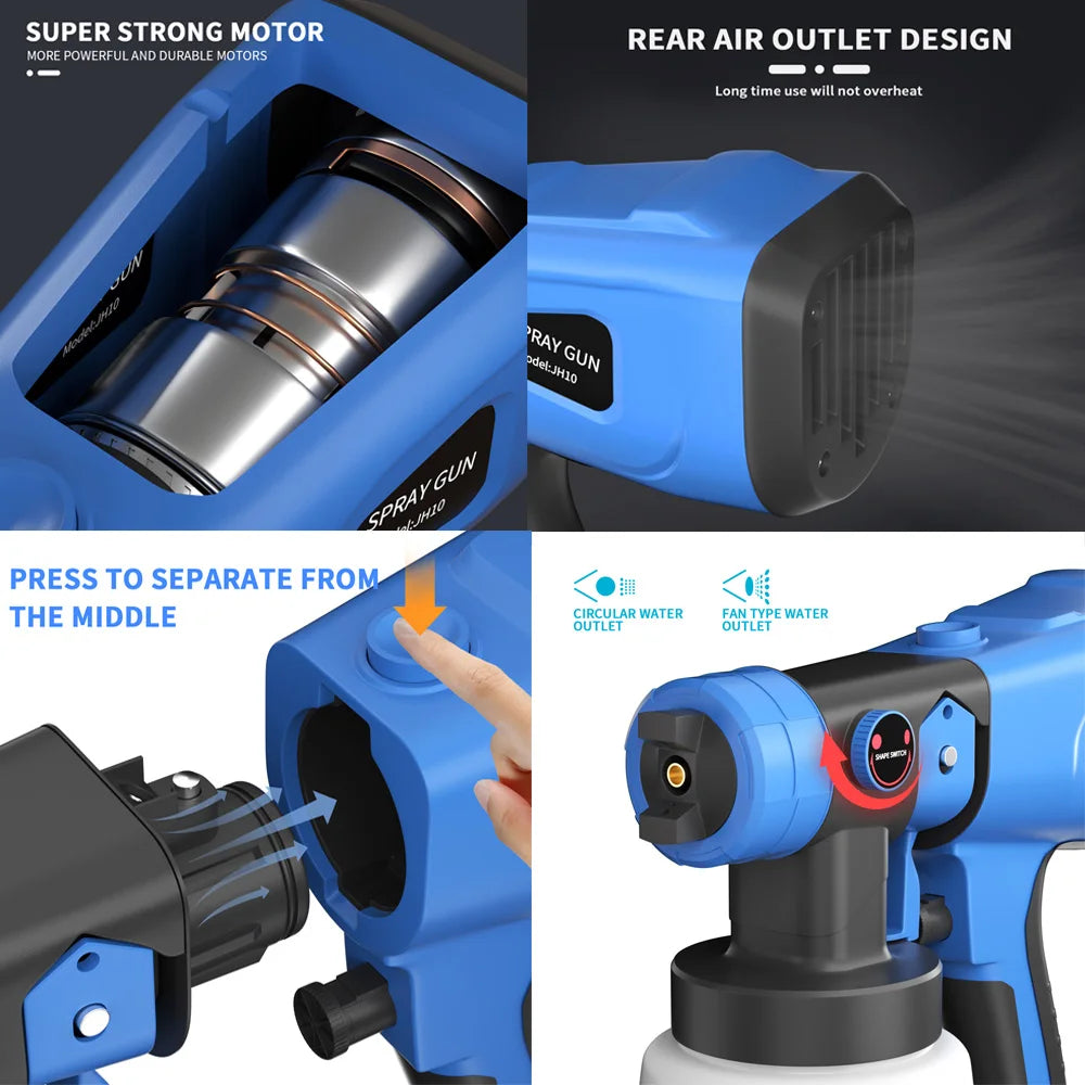Pulv¨¦risateur de peinture ¨¦lectrique, 3 mod¨¨les de pulv¨¦risation, poign¨¦es amovibles de 1000ml pr¨¦cieuses, odorpulv¨¦risateur, d¨¦terminer pour la maison, le jardin de terrasse