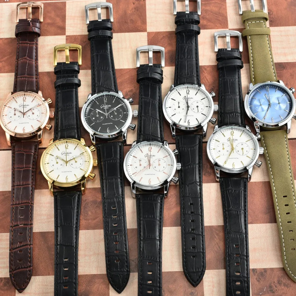 Montre-bracelet ¨¤ quartz avec bracelet en cuir pour homme, grand cadran, marque originale, cadeau de No?l, bijoux