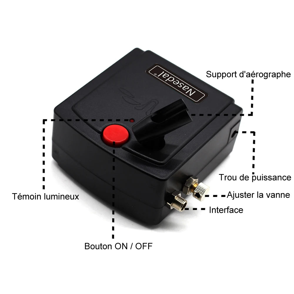 Kit de compresseur d'a¨¦rographe ¨¤ double Action NT-19 mm, pistolet de pulv¨¦risation d'a¨¦rographe pour Nail a¨¦rographe mod¨¨le gateau voiture chaussures peinture de poisson 0.3