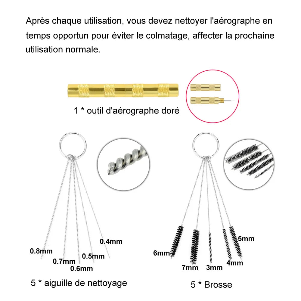 Kit de compresseur d'a¨¦rographe ¨¤ double Action NT-19 mm, pistolet de pulv¨¦risation d'a¨¦rographe pour Nail a¨¦rographe mod¨¨le gateau voiture chaussures peinture de poisson 0.3