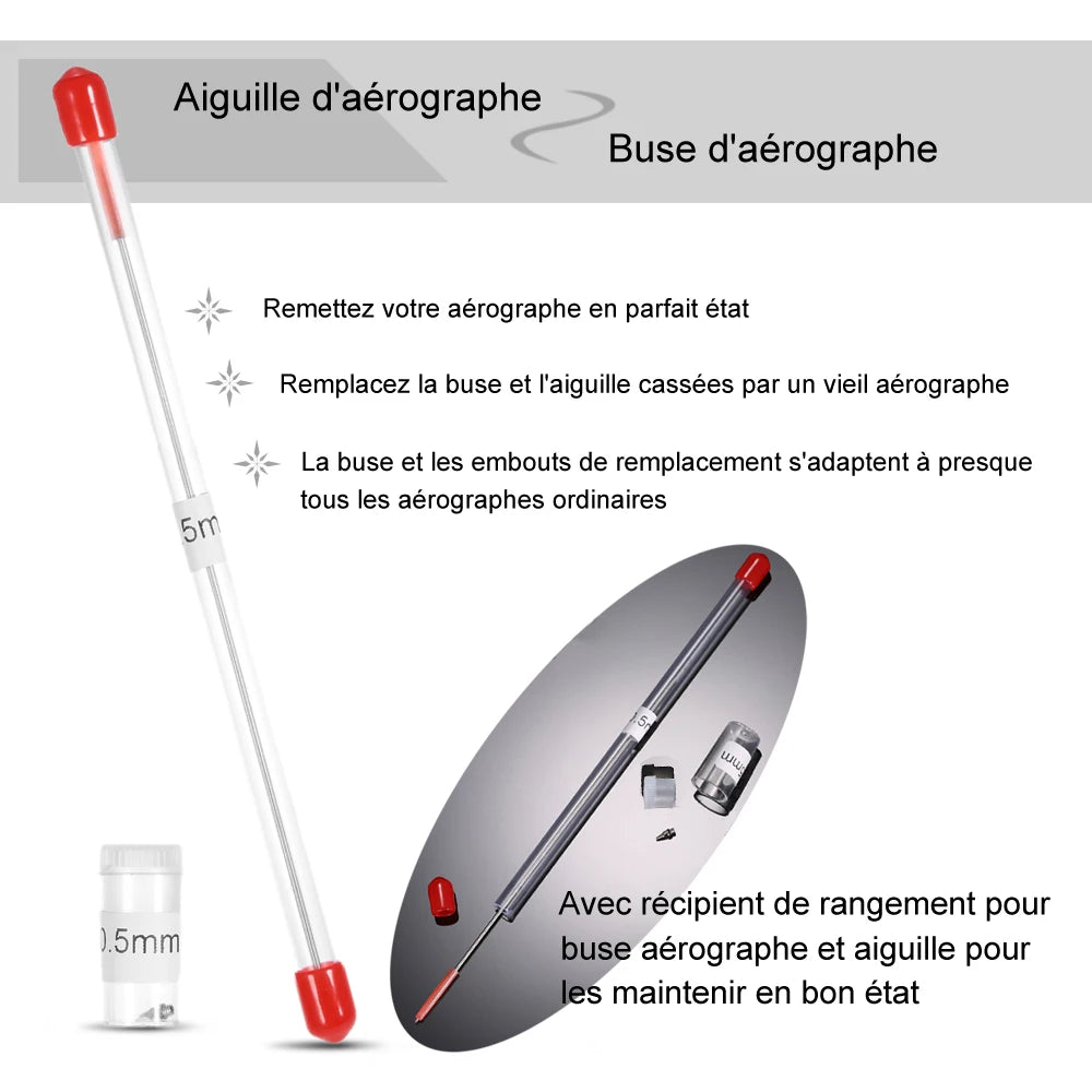 Kit de compresseur d'a¨¦rographe ¨¤ double Action NT-19 mm, pistolet de pulv¨¦risation d'a¨¦rographe pour Nail a¨¦rographe mod¨¨le gateau voiture chaussures peinture de poisson 0.3
