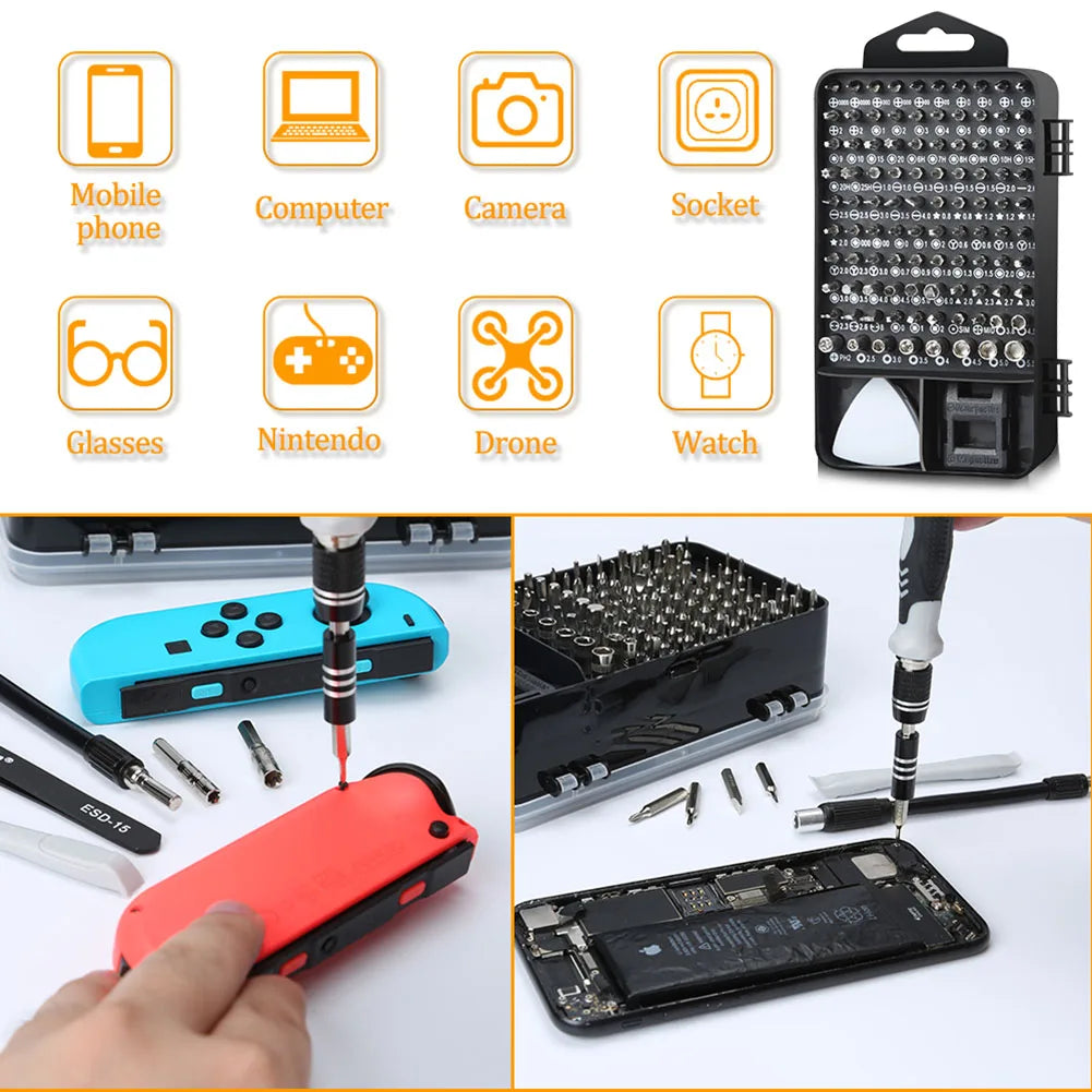 Jeu d'embouts de tournevis de pr¨¦cision multi-bits, tournevis Torx, pince ¨¤ ¨¦piler, outil de r¨¦paration de t¨¦l¨¦phone portable pour ordinateur, 115 en 1