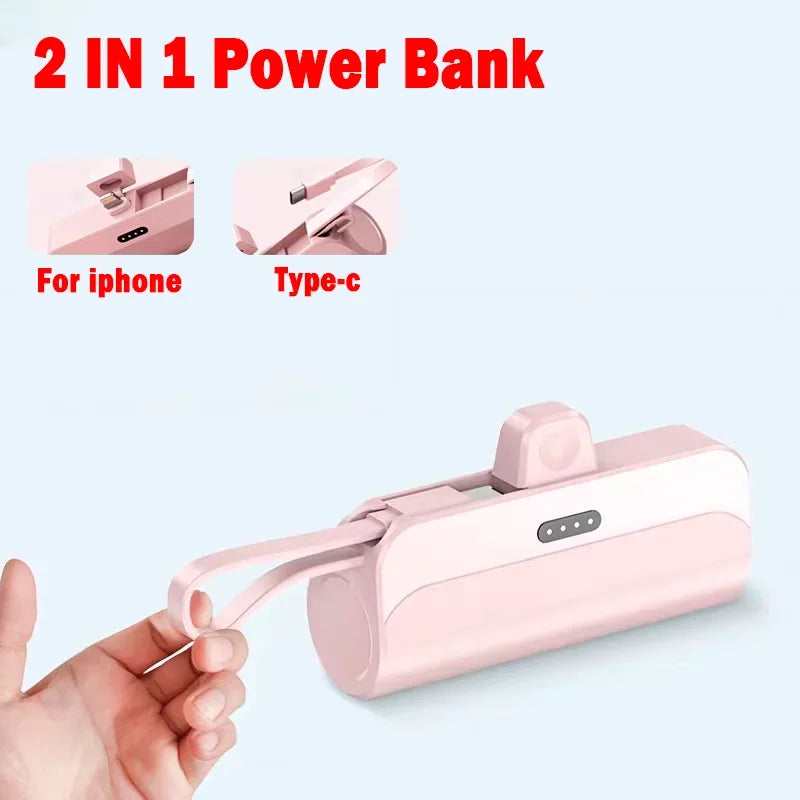 Mini Power Bank Portable 2 en 1, 10000mAh, Batterie Externe Plug Play, Type C, Chargeur Rapide et Efficace pour iPhone Huawei