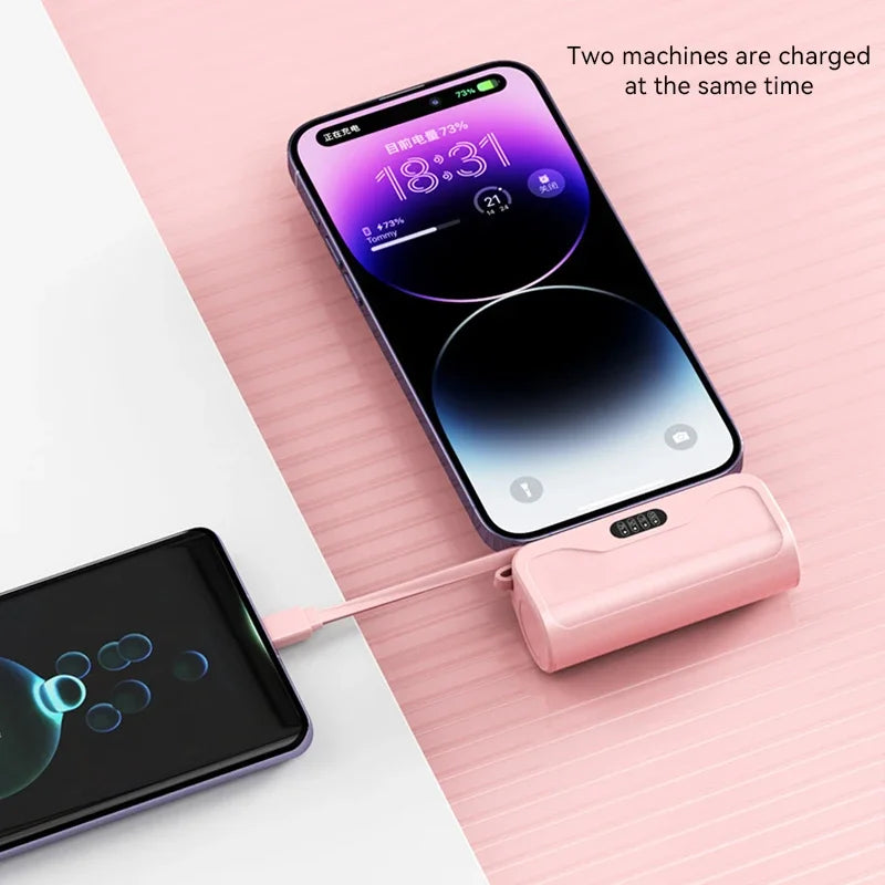 Mini Power Bank Portable 2 en 1, 10000mAh, Batterie Externe Plug Play, Type C, Chargeur Rapide et Efficace pour iPhone Huawei