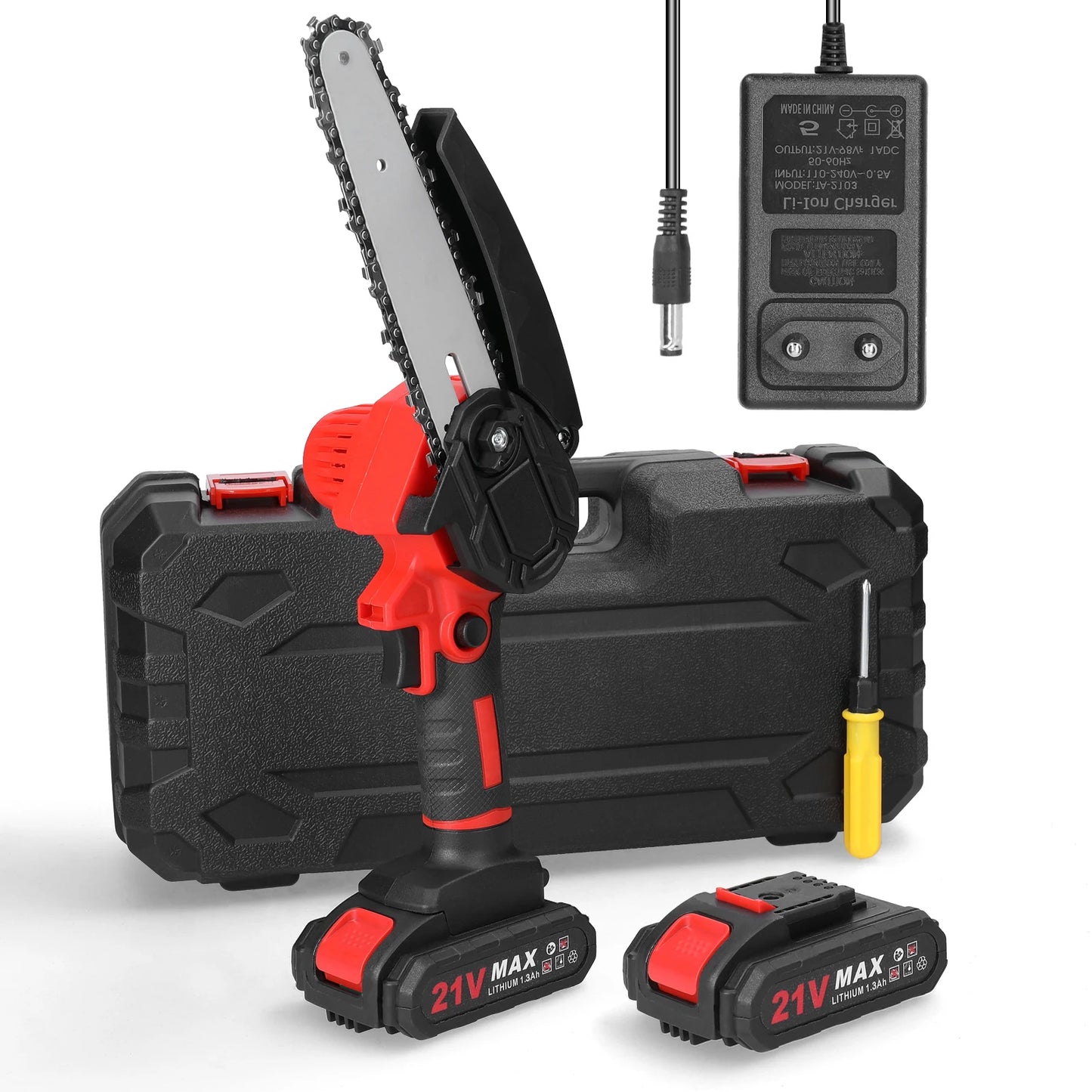 Mini Scie ½Ç Cha?ne ¹Èlectrique Portable de 6 Pouces, 21V, Outil de user inage¨ÛGrey-1300mAh