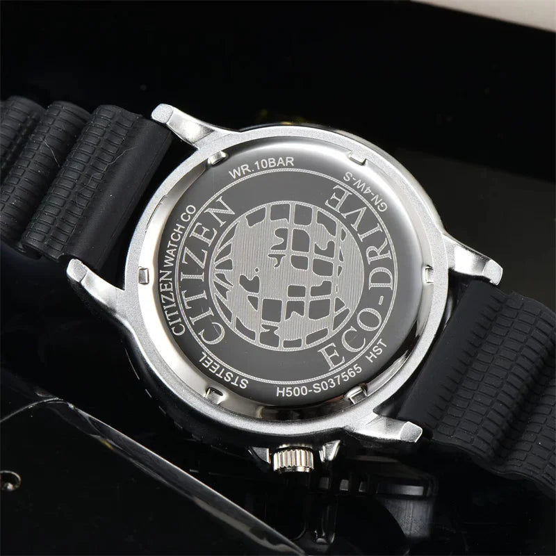 Montre ¨¤ quartz ¨¤ trois broches pour hommes avec bo?te-cadeau, s¨¦rie de plongeurs Citizen Prom84, conduite par cuill¨¨re ¨¤ soupe, montre ¨¤ bande calendrier, marque de luxe, mode
