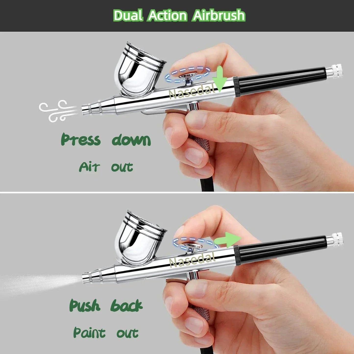 Kit de compresseur d'a¨¦rographe ¨¤ double Action NT-19 mm, pistolet de pulv¨¦risation d'a¨¦rographe pour Nail a¨¦rographe mod¨¨le gateau voiture chaussures peinture de poisson 0.3