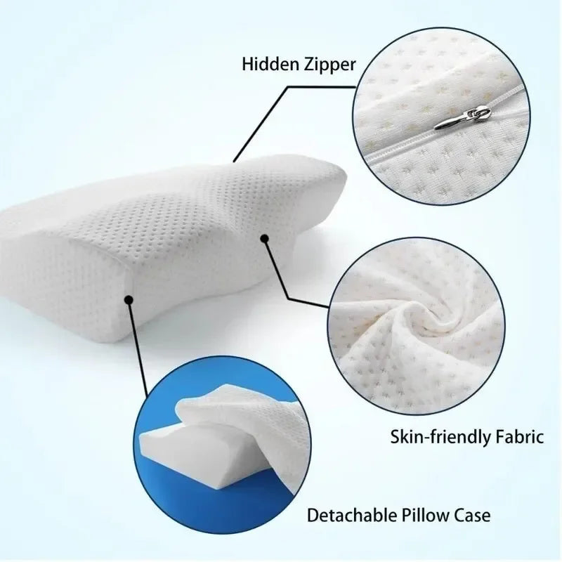 Oreiller de lit en mousse ½Ç m¹Èmoire de forme, 4WD, protection du cou, rebond lent, en forme de papillon, sant¹È cervicale, 1 piõ¹ce, 50x30x10CM