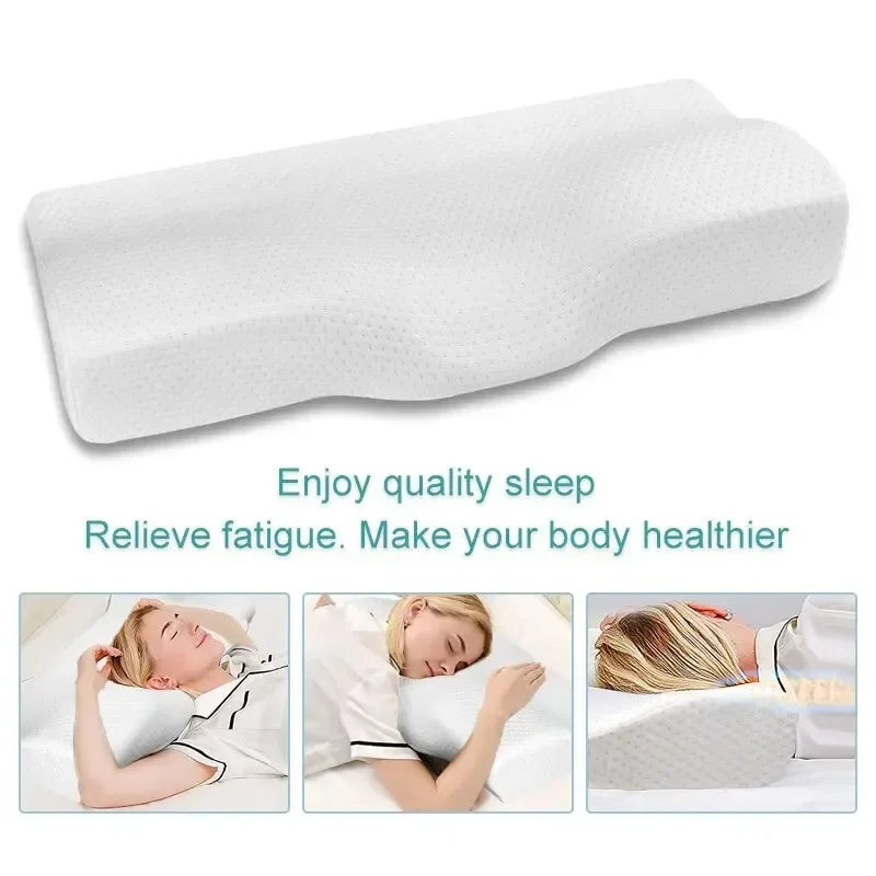 Oreiller de lit en mousse ½Ç m¹Èmoire de forme, 4WD, protection du cou, rebond lent, en forme de papillon, sant¹È cervicale, 1 piõ¹ce, 50x30x10CM