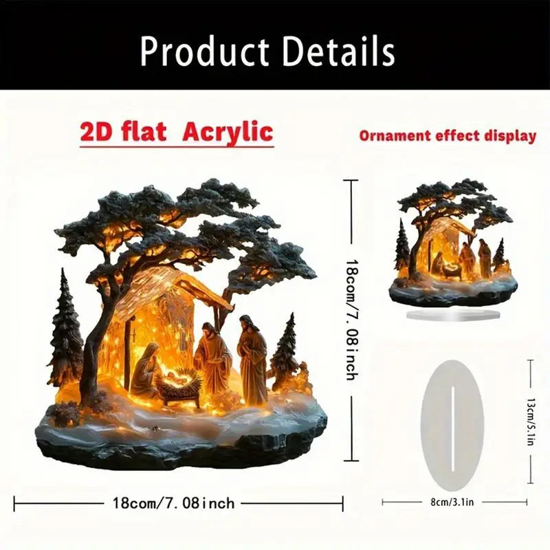 Ornements acryliques de scõ¹ne de la Nativit¹È de No?l, d¹Ècor de la naissance de J¹Èsus, d¹Ècorations de table plates JO, cadeaux du Nouvel An, 2025