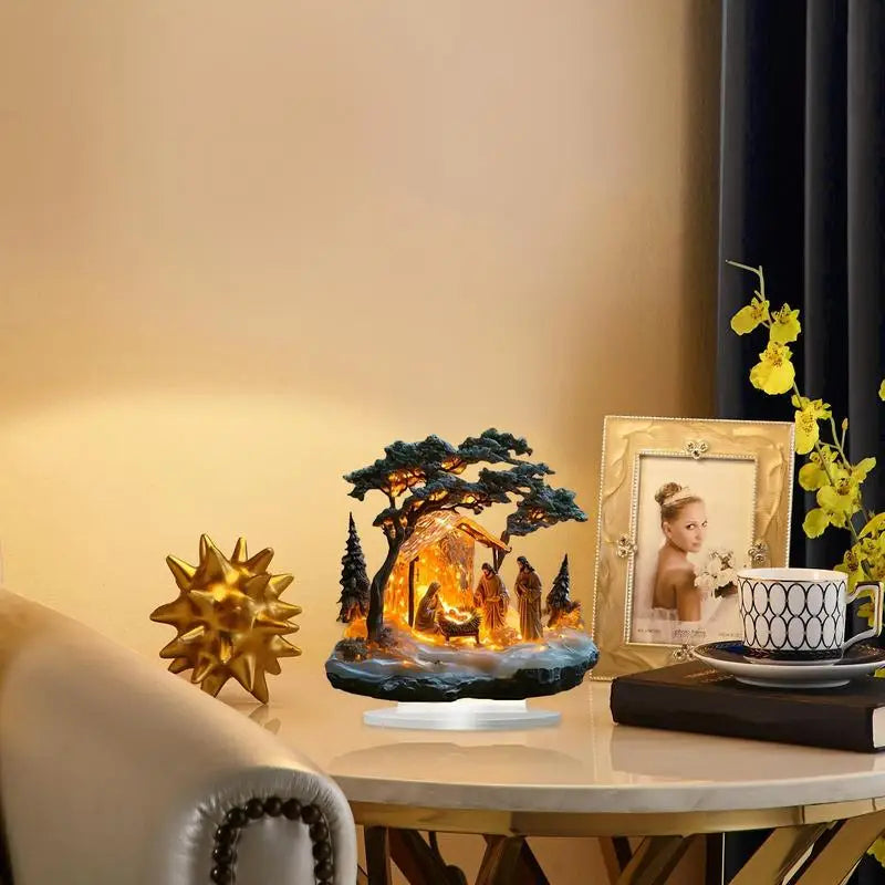 Ornements acryliques de scõ¹ne de la Nativit¹È de No?l, d¹Ècor de la naissance de J¹Èsus, d¹Ècorations de table plates JO, cadeaux du Nouvel An, 2025