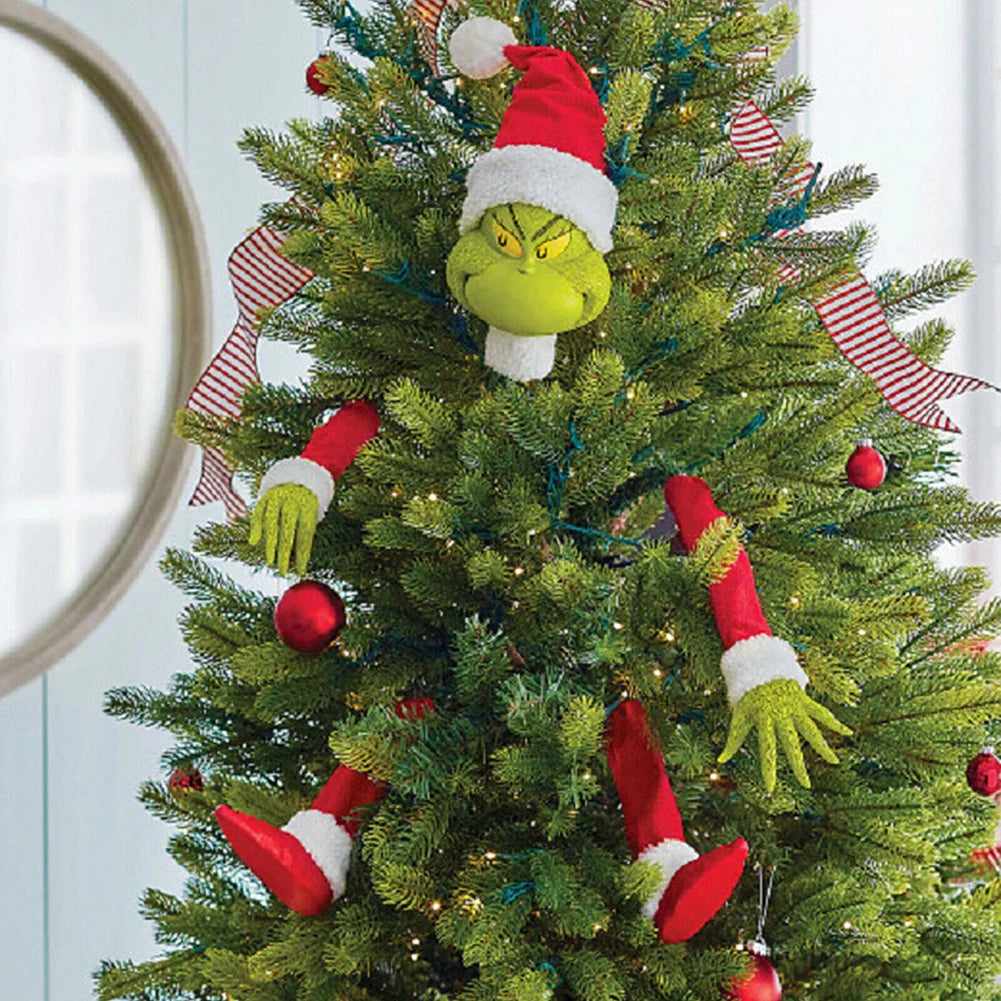 Ornements de tÄÇte de bras et de jambe de d¹Ècor d'arbre de No?l, support de tÄÇte, bras et jambes, corps d'elfe de Grinch, d¹Ècoration d'arbre pour la fÄÇte de No?l