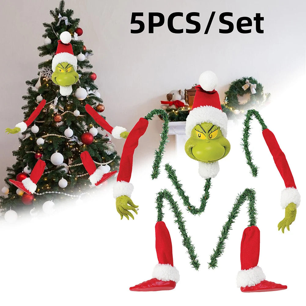 Ornements de tÄÇte de bras et de jambe de d¹Ècor d'arbre de No?l, support de tÄÇte, bras et jambes, corps d'elfe de Grinch, d¹Ècoration d'arbre pour la fÄÇte de No?l