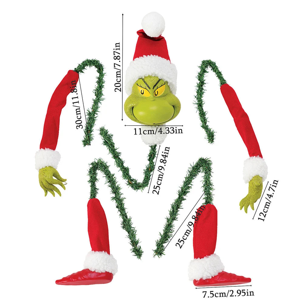 Ornements de tÄÇte de bras et de jambe de d¹Ècor d'arbre de No?l, support de tÄÇte, bras et jambes, corps d'elfe de Grinch, d¹Ècoration d'arbre pour la fÄÇte de No?l