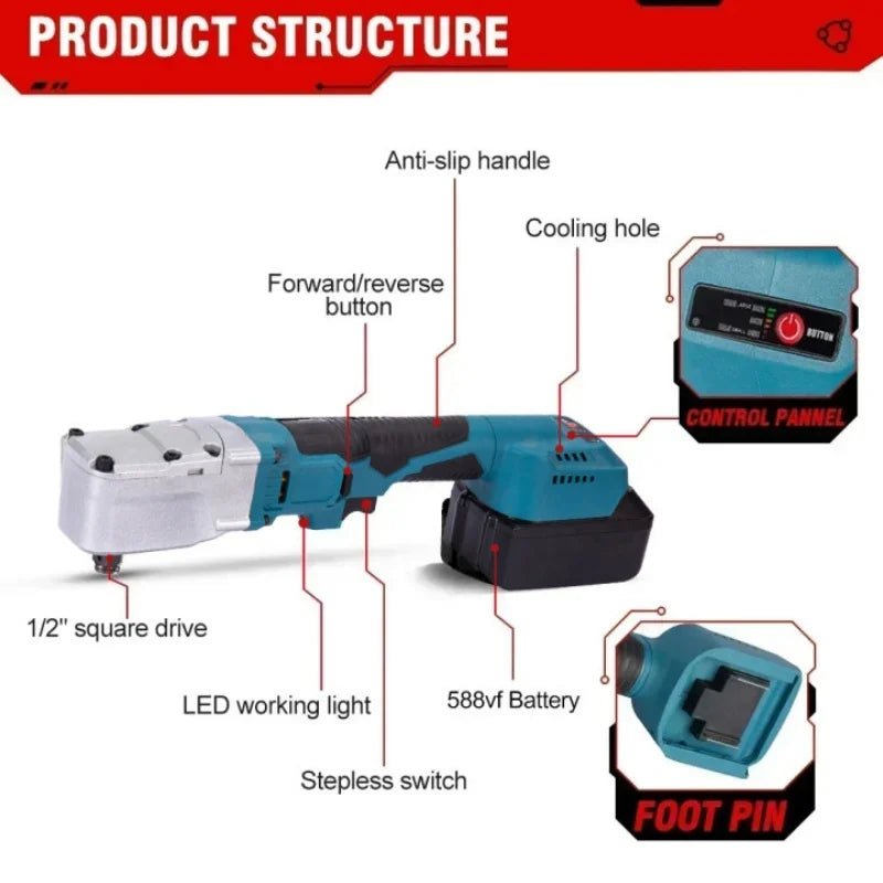 Outils ¹Èlectriques de r¹Èparation de voiture pour batterie Makita 18V, cliquet ¹Èlectrique sans balais 1/2, 4800 tr/min, 1000nm
