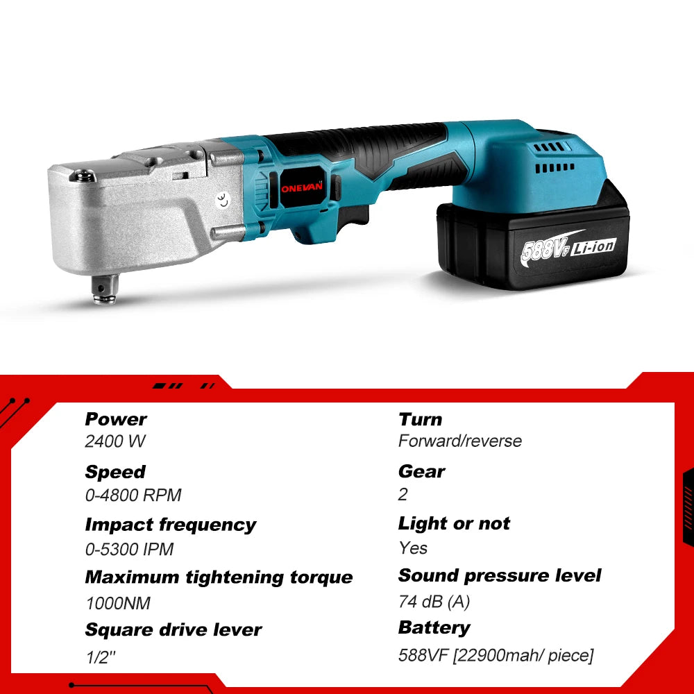 Outils ¹Èlectriques de r¹Èparation de voiture pour batterie Makita 18V, cliquet ¹Èlectrique sans balais, 2400W, 1/2, ¹Ècrou ½Ç vis de retrait, 4800 tr/min, 1000NM