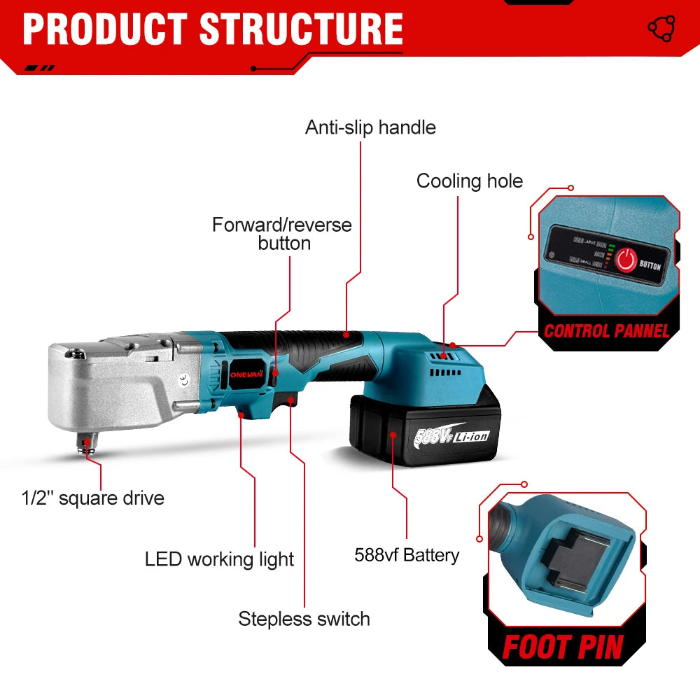 Outils ¹Èlectriques de r¹Èparation de voiture pour batterie Makita 18V, cliquet ¹Èlectrique sans balais, 2400W, 1/2, ¹Ècrou ½Ç vis de retrait, 4800 tr/min, 1000NM