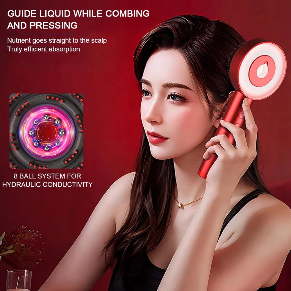 Peigne de ¹Ènergie ¹Èlectrique ½Ç Vibration, Th¹Èrapie ½Ç la Lumiõ¹re Rouge, Croissance des Cheveux, Brosse pour Cuir oral elu, Anti-Perte de Cheveux, Applicateur d'Huile Liquide