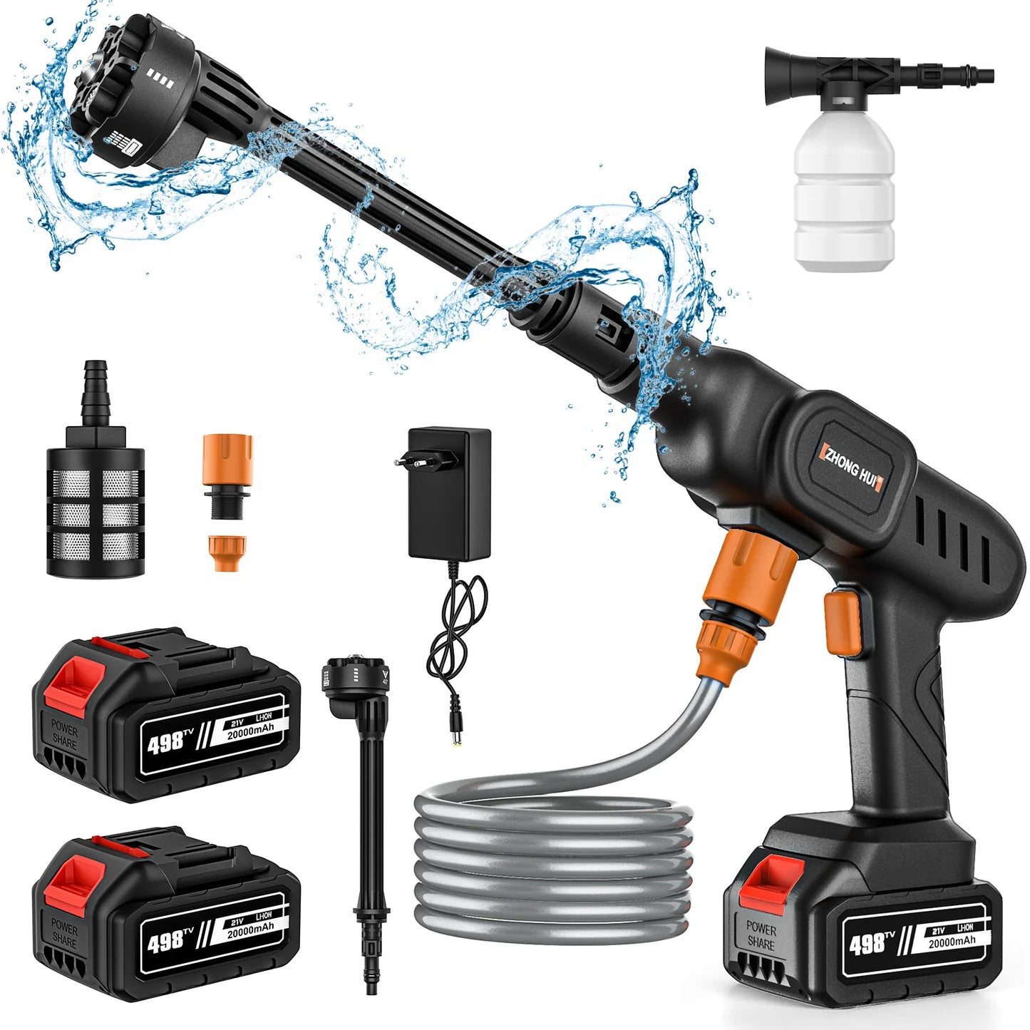 Pistolet ¨¤ eau haute pression pour voiture, laveuse, maison, jardin, livres, machine ¨¤ laver, sans bo?te ¨¤ outils, batterie Makita, nouveau, 6 en 1, 20000mAh