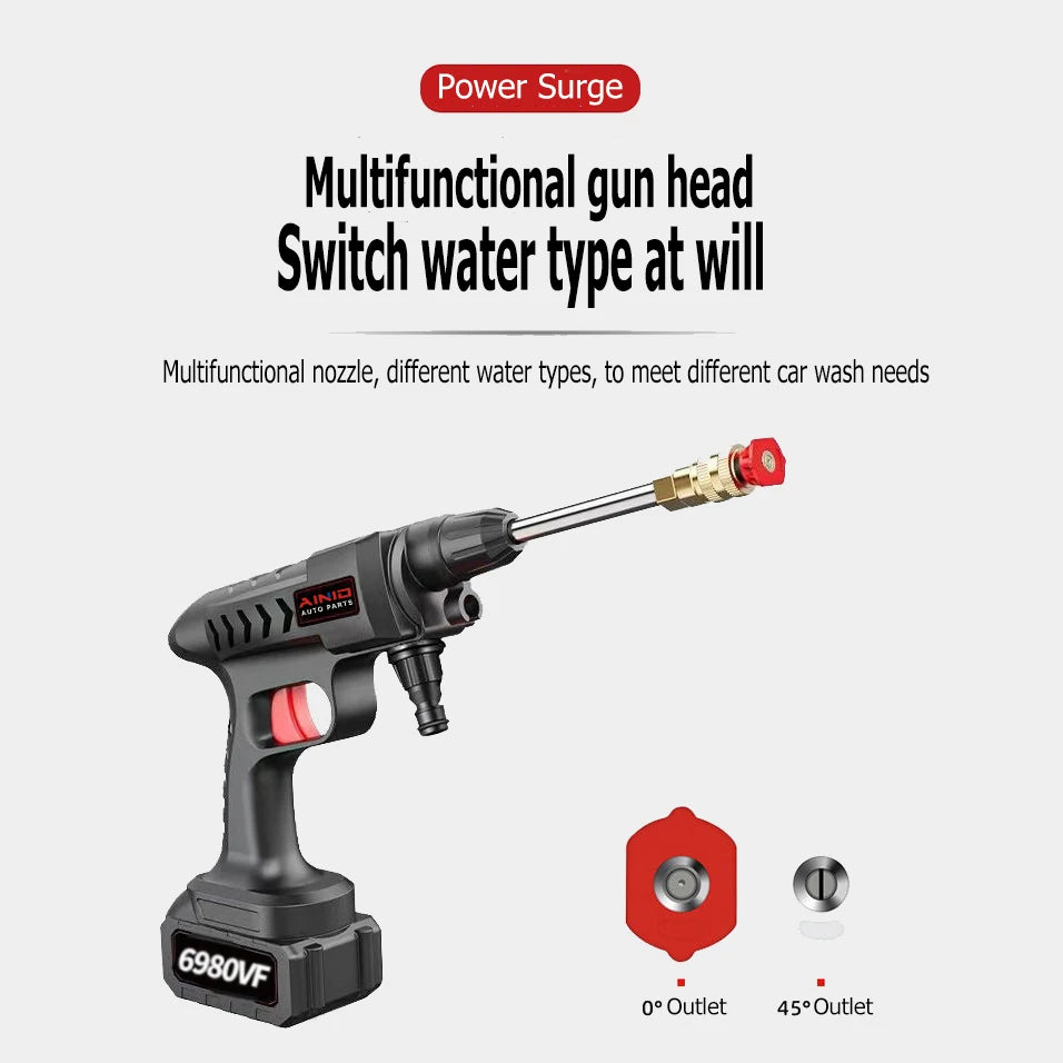 Pistolet ¨¤ eau haute pression sans fil pour lavage de voiture, auto-amor?ant, recharge 30000mAh, 300W, avec batterie Eddie ion Outils de kit de livres de voiture, fournitures de lavage