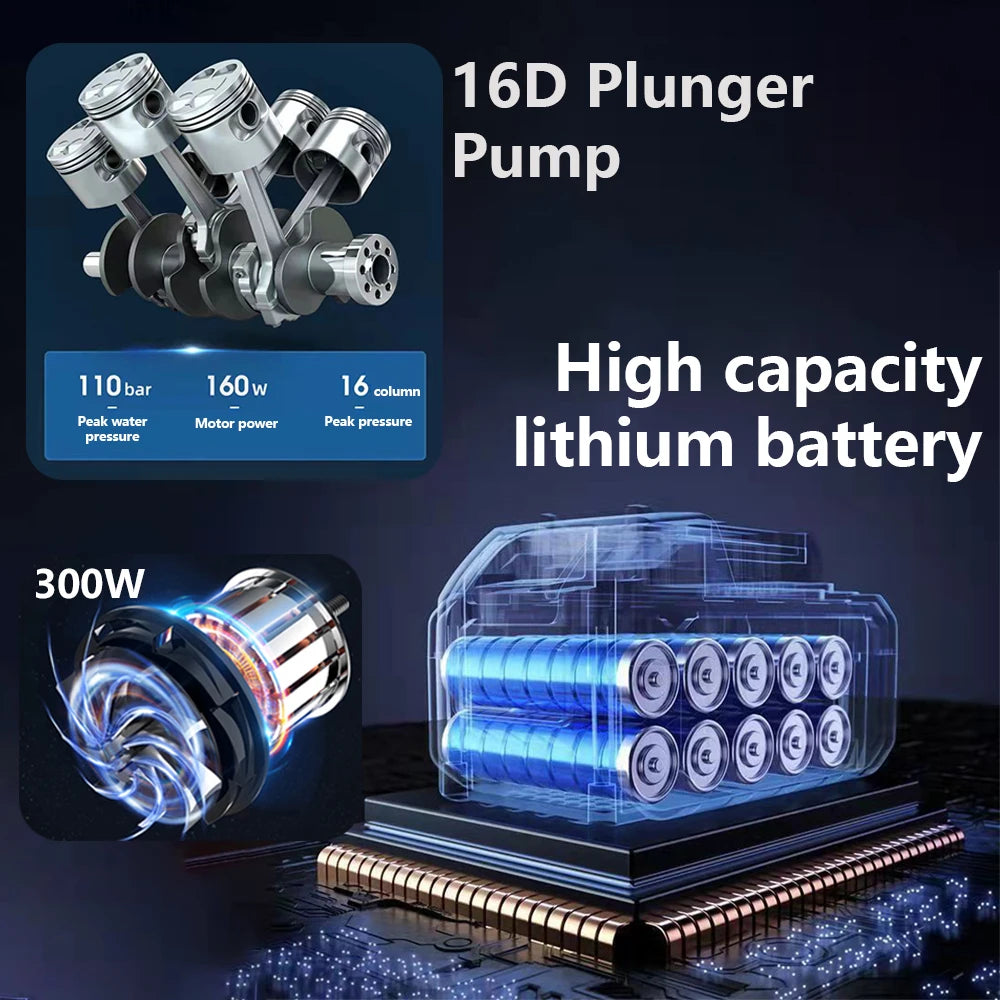 Pistolet ¨¤ eau haute pression sans fil pour lavage de voiture, auto-amor?ant, recharge 30000mAh, 300W, avec batterie Eddie ion Outils de kit de livres de voiture, fournitures de lavage