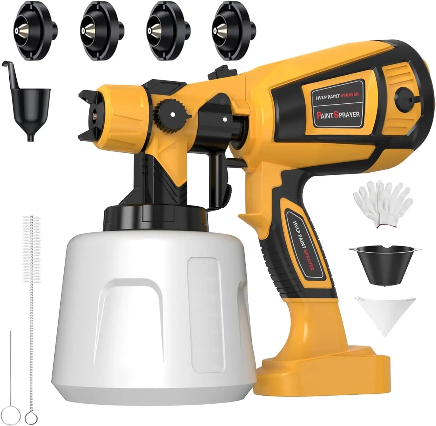 Pistolet ¨¤ peinture ¨¦lectrique avec rev¨ºtement en acier, a¨¦rographe, 4 buses, adapt¨¦ pour meubles, armoire, cl?ture, mur, porte, bricolage, 1400ml
