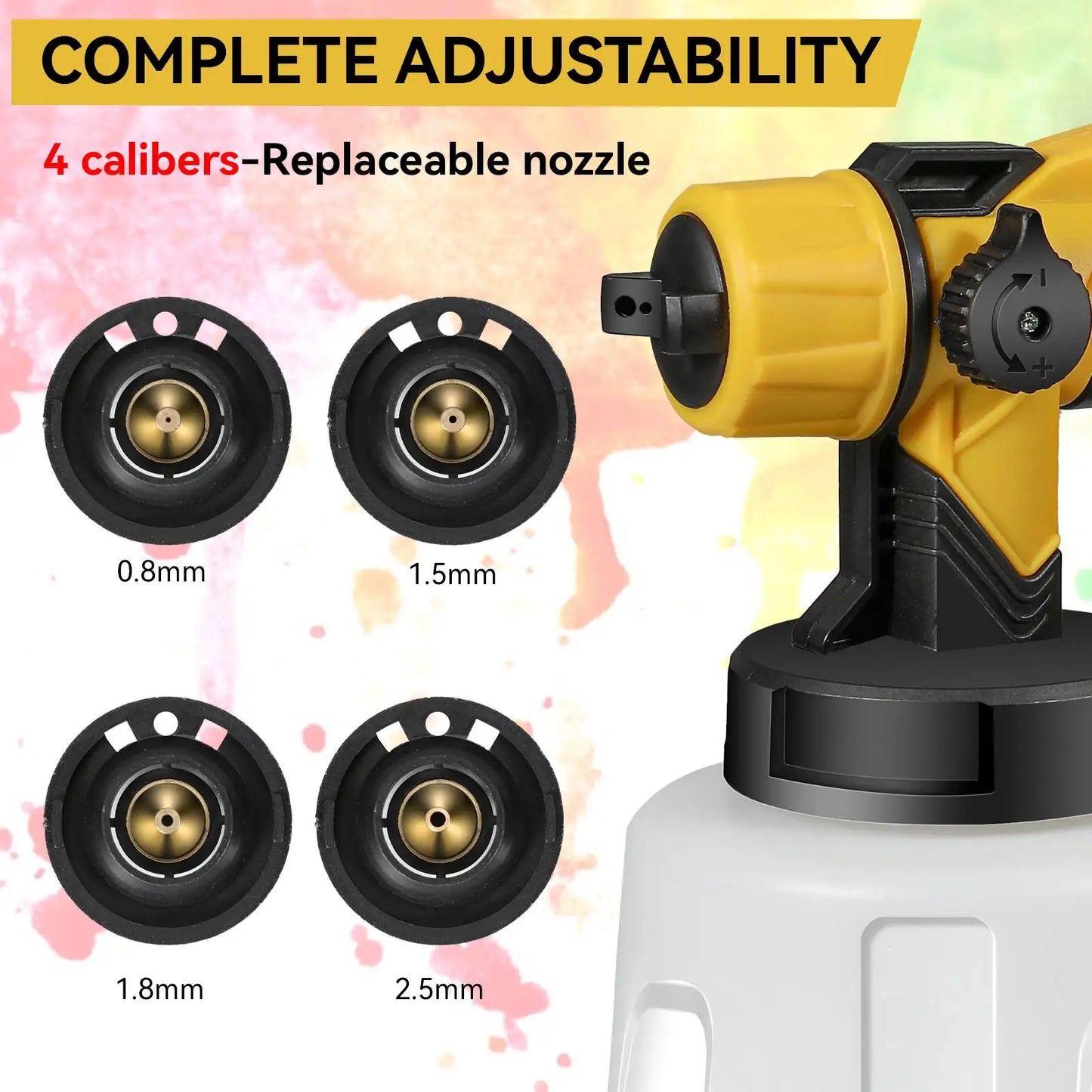 Pistolet ¨¤ peinture ¨¦lectrique avec rev¨ºtement en acier, a¨¦rographe, 4 buses, adapt¨¦ pour meubles, armoire, cl?ture, mur, porte, bricolage, 1400ml