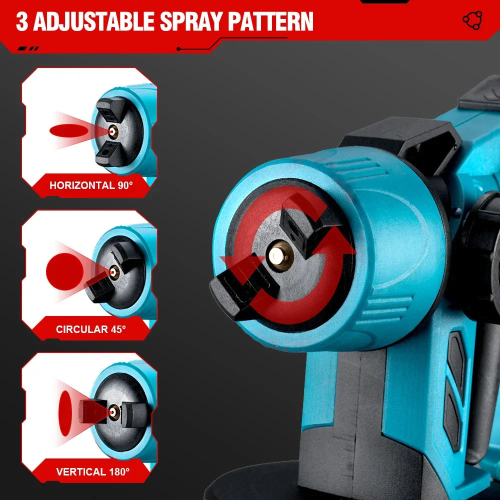 Pistolet ¨¤ peinture ¨¦lectrique sans fil, pulv¨¦risateur de peinture, a¨¦rographe ¨¤ rev¨ºtement en acier pour meubles automobiles, 3 buses, compatible avec la batterie Makita, 1000ml