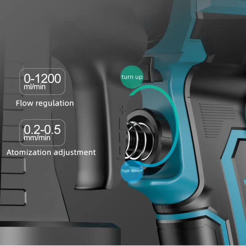 Pistolet pulv¨¦risateur ¨¦lectrique sans fil, pulv¨¦risateur de peinture, a¨¦rographe de rev¨ºtement en acier pour meubles automobiles, 5 buses, compatible avec la batterie Makita, 1000ml