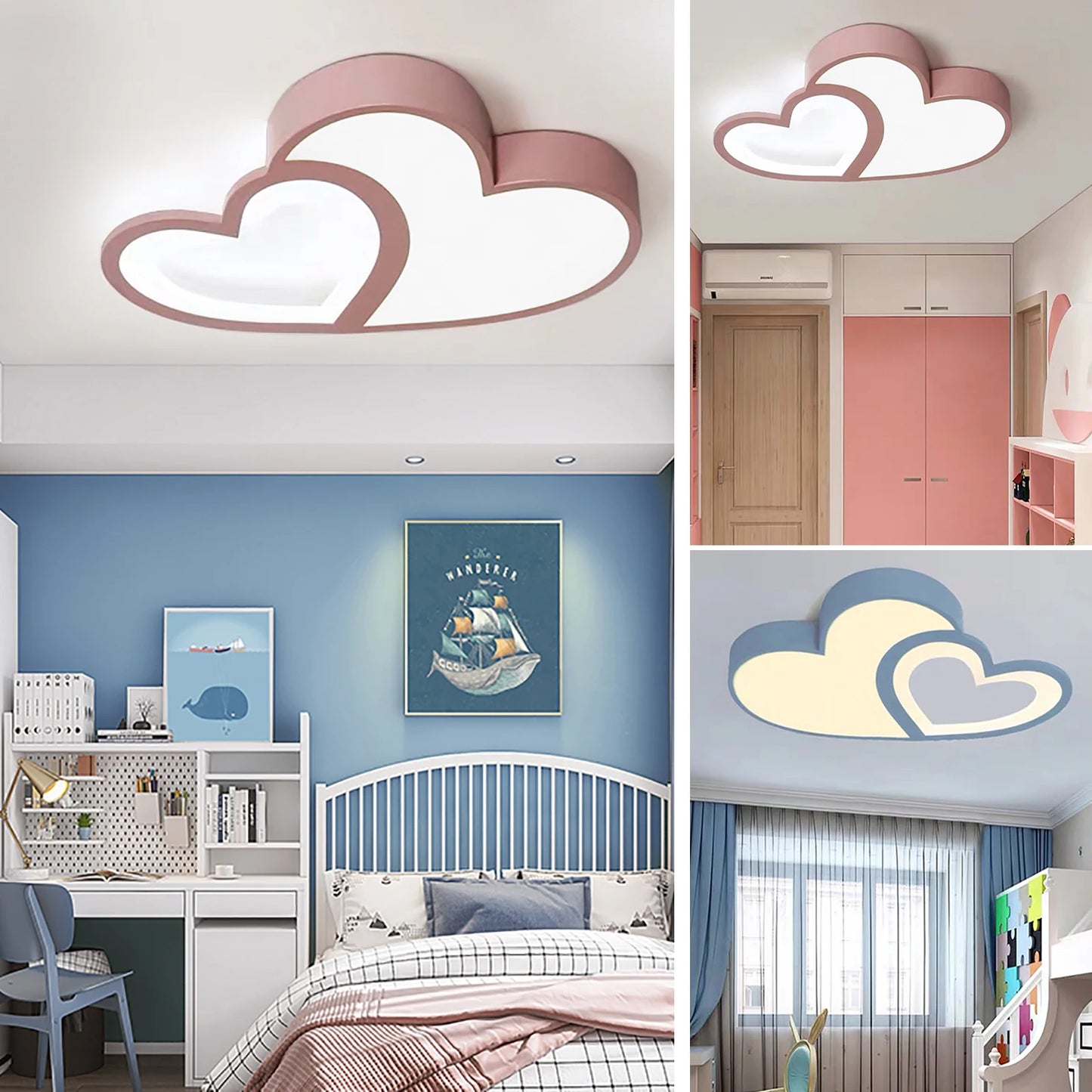Plafonnier LED ¨¤ Gradation pour Chambre d'Enfant Gar?on et Fille, Luminaire D¨¦coratif de Plafond avec ¨¦toiles