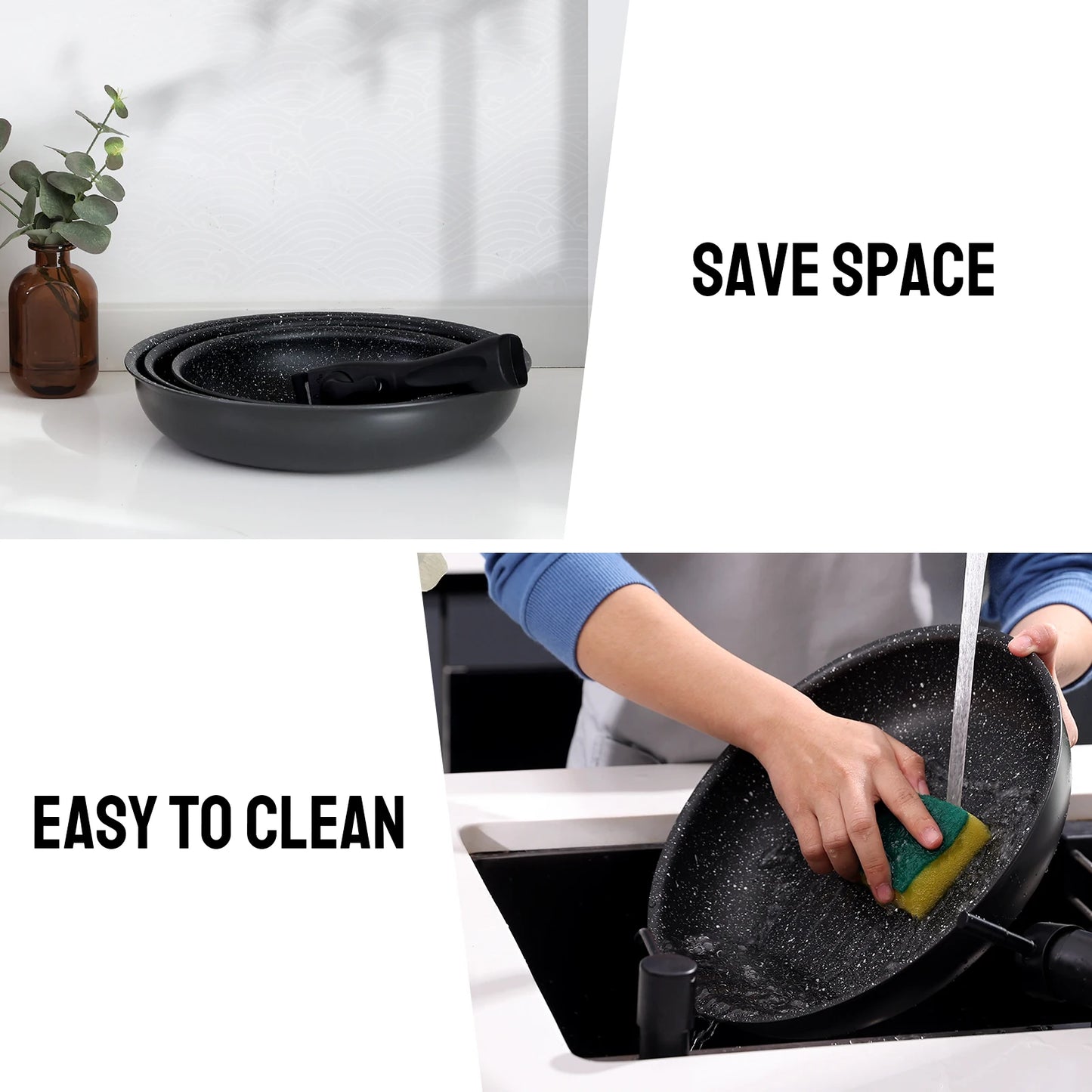 PoÄÇle ½Ç frire avec poign¹Èe parfaite, ensemble de poÄÇles ½Ç frire antiadh¹Èsives pour plaques ½Ç induction, ensemble de poÄÇles ½Ç frire pour toutes les plaques de cuisson, 4 piõ¹ces