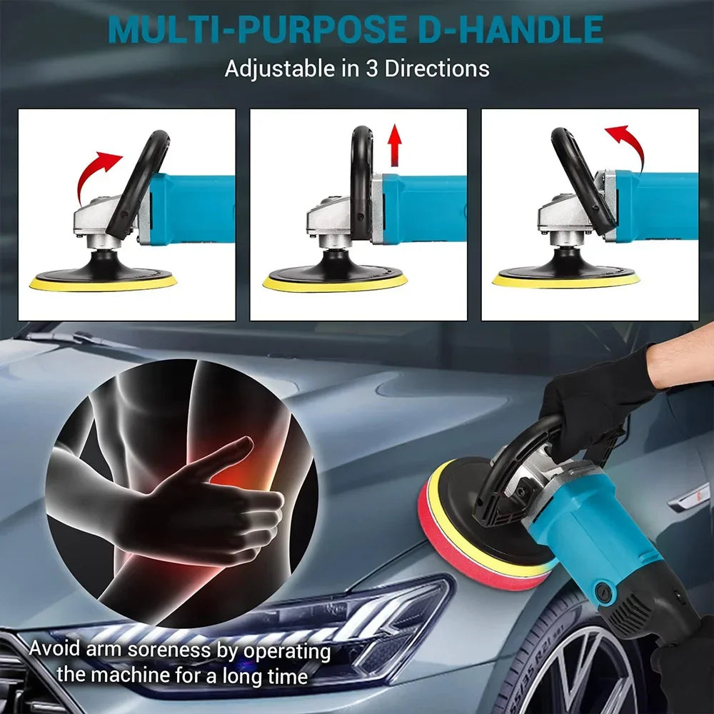 Polisseuse de Voiture Bross¹Èe de 1200W, Polisseuse ½Ç Vitesse Variable de 7 Pouces avec 6 Vitesses Variables, Ponceuse, Cireuse de Planche
