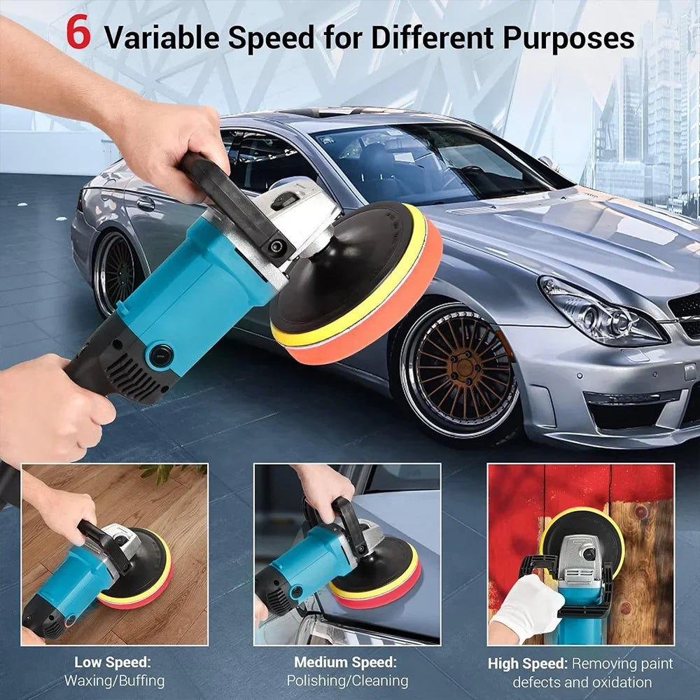 Polisseuse de Voiture Bross¹Èe de 1200W, Polisseuse ½Ç Vitesse Variable de 7 Pouces avec 6 Vitesses Variables, Ponceuse, Cireuse de Planche
