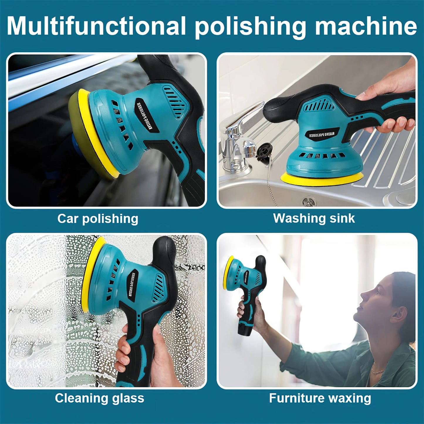 Polisseuse de voiture ¹Èlectrique sans fil, polisseuse au lithium, machine ½Ç polir et ½Ç cirer pour r¹Èparer les rayures, ponceuse sans fil, 8 vitesses, 12V, 380W