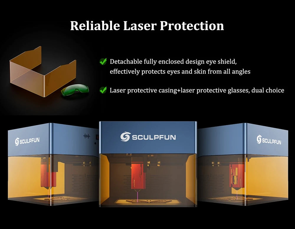 Graveur Laser iCube Pro 5W, 0.06mm, Vitesse de Gravure 10000 mm/min, Carte Mõ¹re 32 bits, Connexion Application, 130x130mm