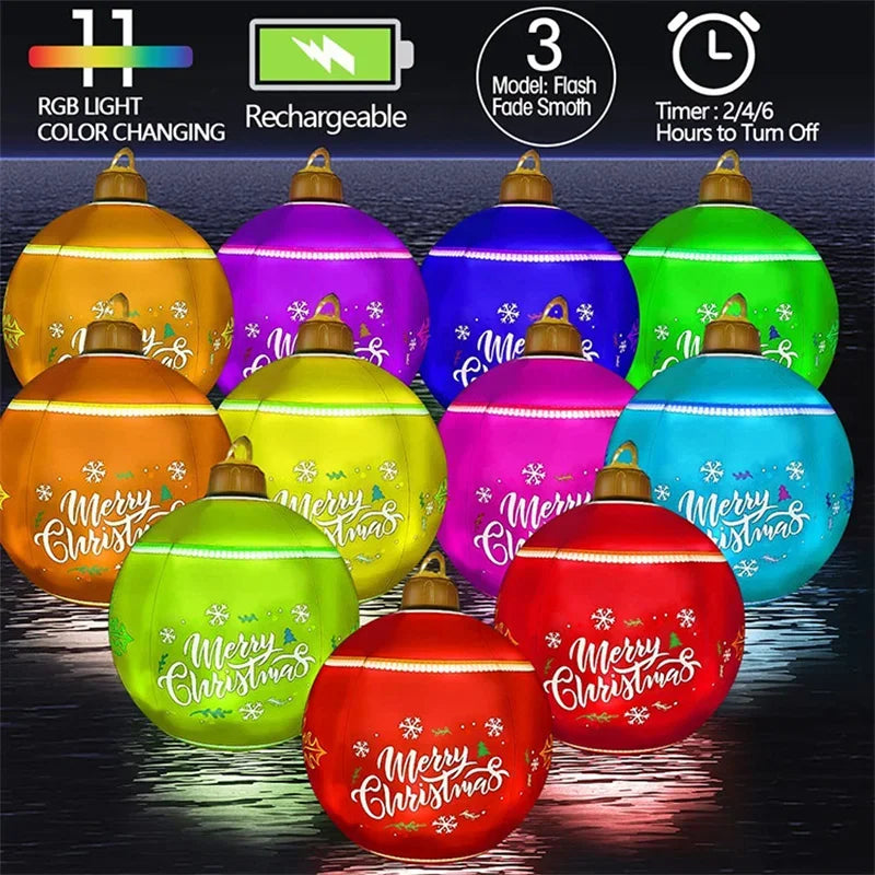 Boule D¹Ècorative Gonflable de No?l, en PVC, AngiLight Glow, Grandes D¹Ècorations IkTree, Jouet d'Ext¹Èrieur, 2025, 60cm