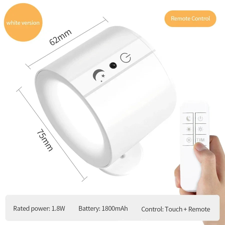 LED Mini applique magnétique double tête contrôle tactile télécommande sans fil Portable veilleuse 360 rotatif USB Recharge lampe d'ambiance