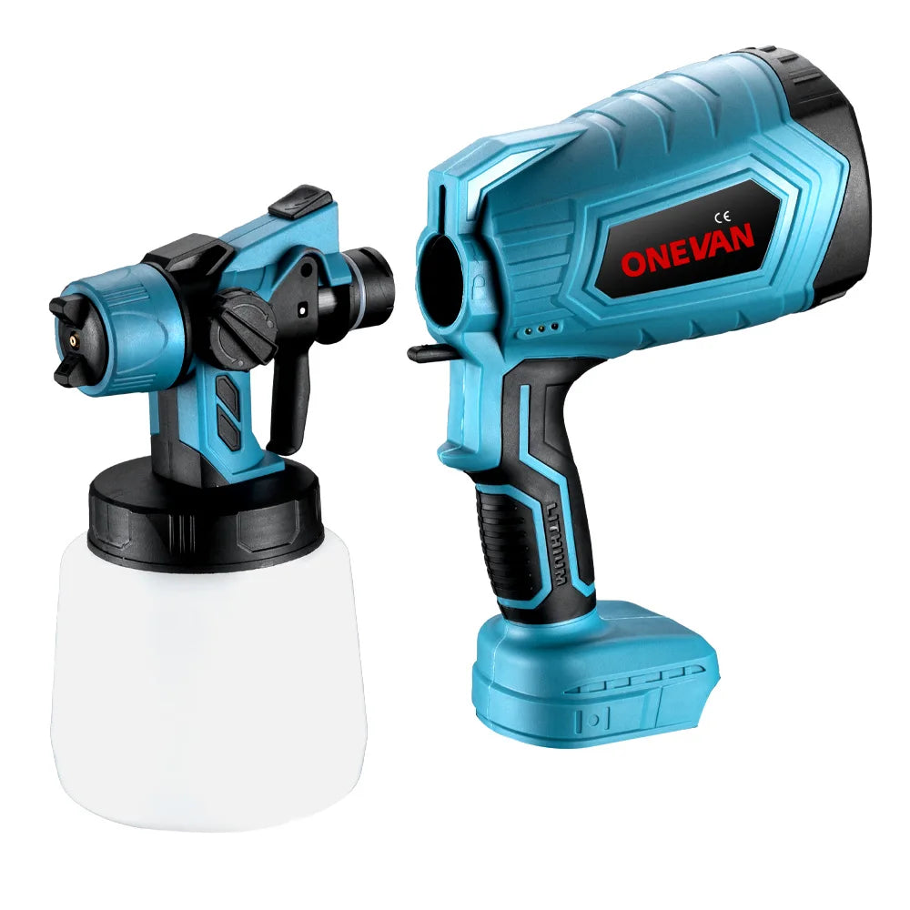 Pistolet ¨¤ peinture ¨¦lectrique sans fil, pulv¨¦risateur de peinture, a¨¦rographe ¨¤ rev¨ºtement en acier pour meubles automobiles, 3 buses, compatible avec la batterie Makita, 1000ml