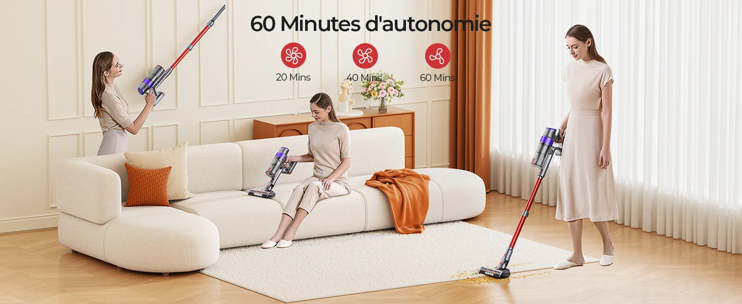 Aspirateur sans fil moteur sans balais, appareil m¨¦nager sans fil, batterie perfective, 60 minutes, 48Kpa, 500W, Elite 8 Car, nouveau