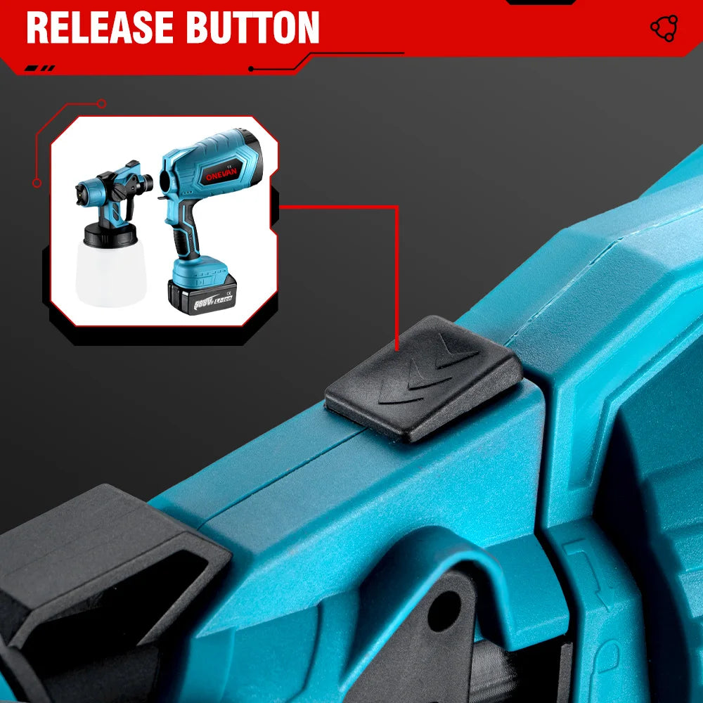 Pistolet ¨¤ peinture ¨¦lectrique sans fil, pulv¨¦risateur de peinture, a¨¦rographe ¨¤ rev¨ºtement en acier pour meubles automobiles, 3 buses, compatible avec la batterie Makita, 1000ml
